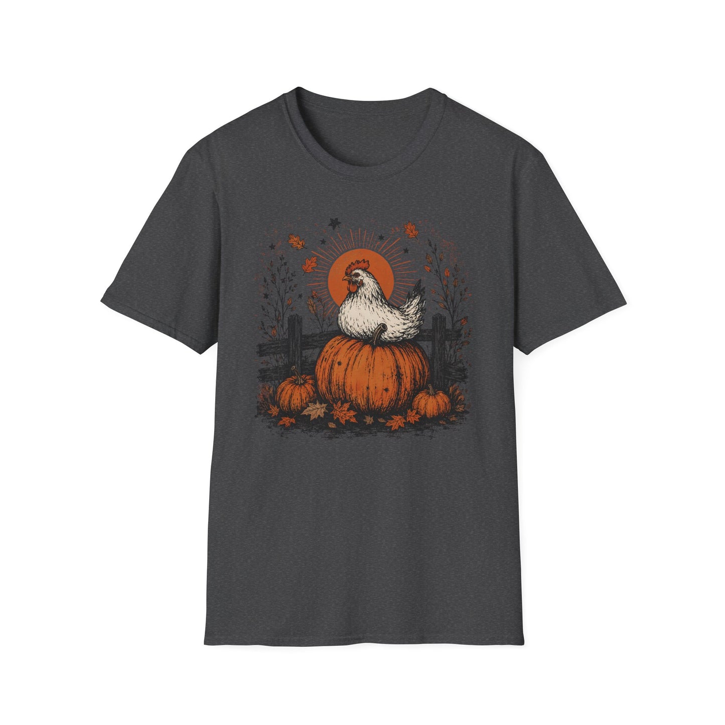Chicken Pumpkin Farm Halloween - Unisex Softstyle T-Shirt