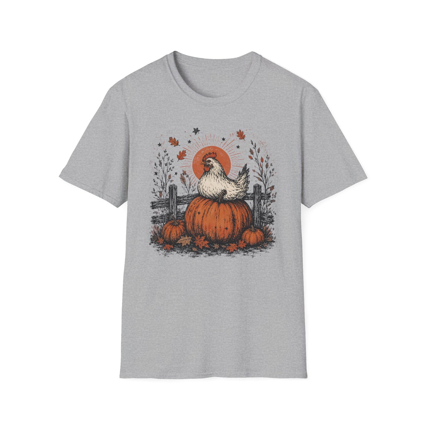 Chicken Pumpkin Farm Halloween - Unisex Softstyle T-Shirt
