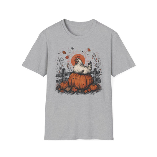Chicken Pumpkin Farm Halloween - Unisex Softstyle T-Shirt