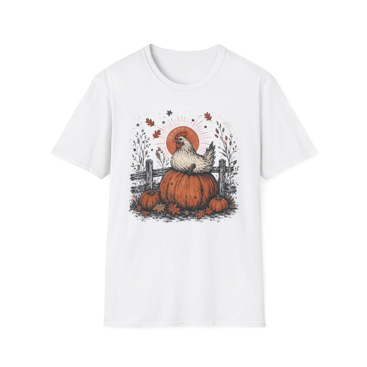 Chicken Pumpkin Farm Halloween - Unisex Softstyle T-Shirt