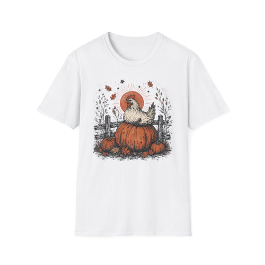 Chicken Pumpkin Farm Halloween - Unisex Softstyle T-Shirt