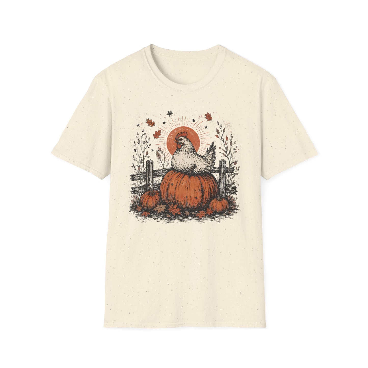 Chicken Pumpkin Farm Halloween - Unisex Softstyle T-Shirt