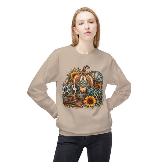 Boho Western Pumpkin & Sunflower Fall Sweatshirt