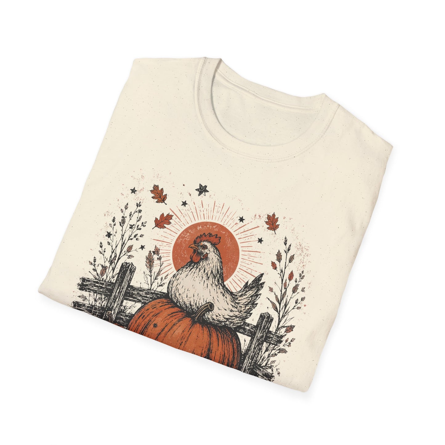Chicken Pumpkin Farm Halloween - Unisex Softstyle T-Shirt